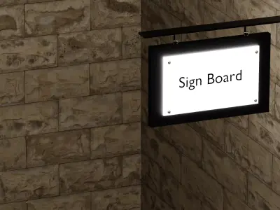Sign Board on Wall 3D model