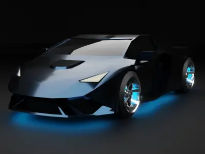 Low-poly sports car Free 3D model