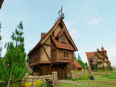 STYLIZED MEDIEVAL BUILDING 02 PRINT READY Low-poly 3D model
