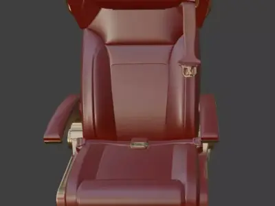 Luxury VIP Aircraft Seat Red Leather Gold Edition 3D model