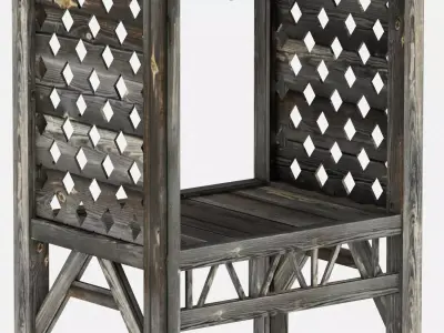 Medieval Wooden Stall PBR Game-Ready Environment Prop Free low-poly 3D model