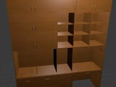 Furniture big cupboard with shelves 1 Free low-poly 3D model