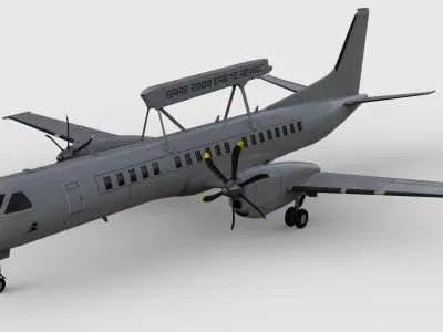 Saab 2000 ERIEYE AEWC Aircraft - Low-poly 3D model