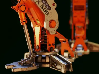 robot leg parts  Low-poly 3D model