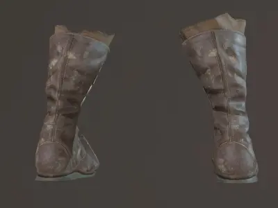 Medieval Leather Boots Low-poly 3D model