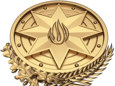 Coat of arms of Azerbaijan Gold Low-poly 3D model