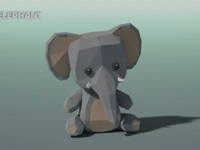 Toy Elephant Low-poly 3D model