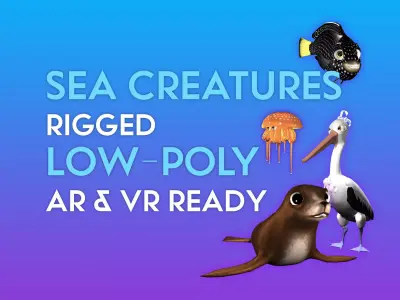 3D Cartoon Sea Creature Pack Low-poly 3D model