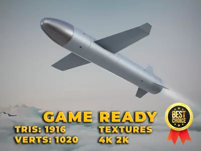 Ukrainian turbojet drone missile Palianytsia Low-poly 3D model