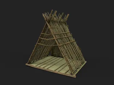 Bamboo Shelter 4 Low-poly 3D model