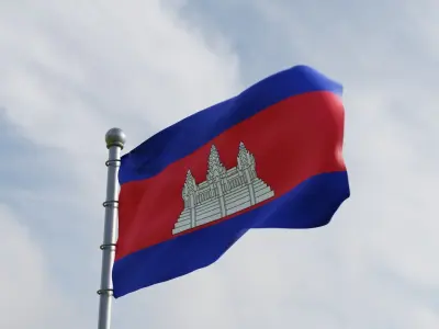 Animated Cambodia Flags 3D model