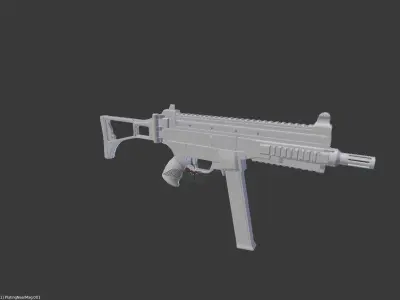 UMP 45 With Folding Stock Free 3D model