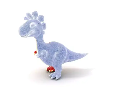Red Cartoon Dinosaur model pack Low-poly 3D model