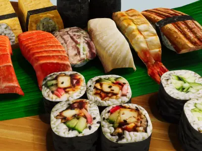 Sushi Japanese Food Low-poly 3D model