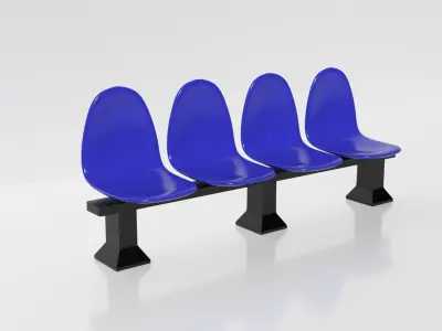 Waiting Chair Four Seats 3D Model 3D model