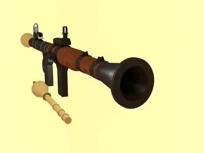 Bazooka gun with wooden handle 3D model