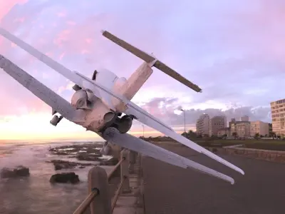 Airplane jet plane on beach 3D model