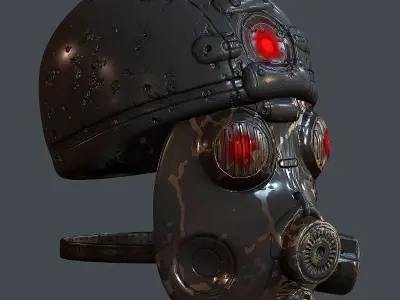Gas mask helmet 3d model scifi Low-poly Low-poly 3D model