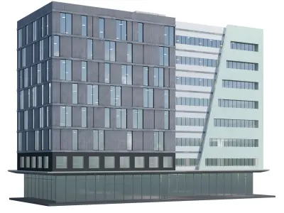 modern apartment building 02 3D model