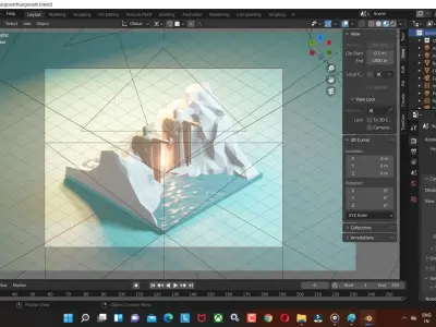 Argonath low poly blender Model for game and cartoon video Low-poly 3D model