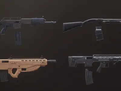 Shotgun Set 1 gun Low-poly 3D model