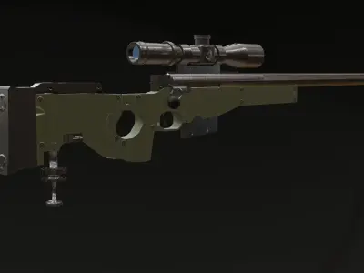 AWP Sniper Rifle game ready LowPoly Low-poly 3D model