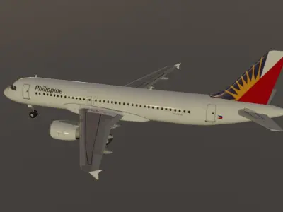Philippine airlines airbus a320-214 low poly 3d model Low-poly 3D model