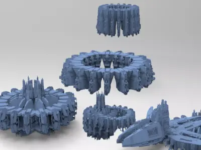 Sci-Fi dark Platforms 6 Monoliths 3D model