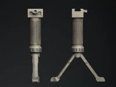 Tactical Hand Grip Bipod For Picatinny rail - Sand Skin Low-poly 3D model