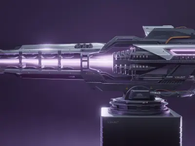 SCI-FI Futuristic Industrial Gimbal Mounted Laser Rail Weapon 3D model