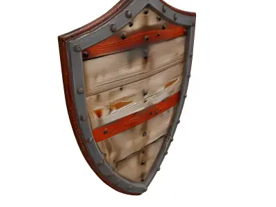 Damaged Wooden Shield with Iron Rim 3D model