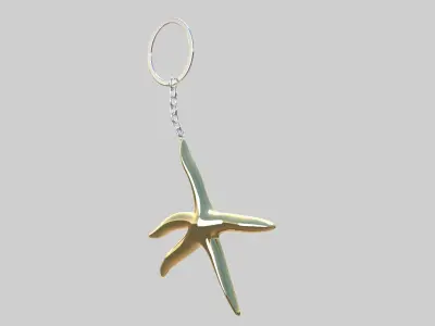 starfish keychain golden 3D model