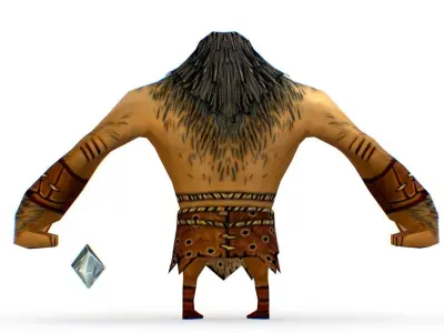 Low Poly Cartoon Creature Village Stonecutter Low-poly 3D model