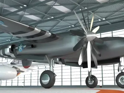 Lockheed P-38 Lighting Low-poly 3D model