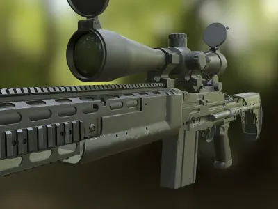 MK14 Ebr Rifle Low-poly 3D model