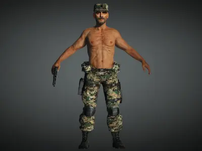 AAA Military Male Character 07 Low-poly 3D model