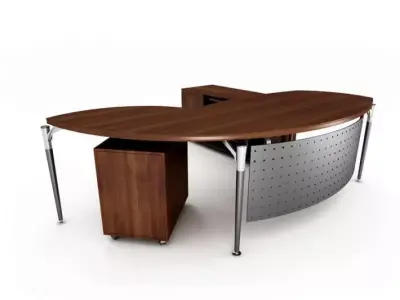 Wood And Metal Desk 3D model
