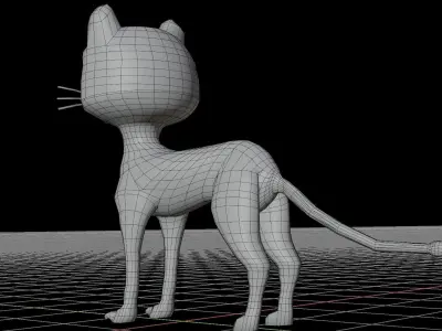 animated cartoon cat Low-poly 3D model