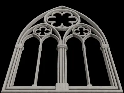 Big gothic window low-poly Low-poly 3D model
