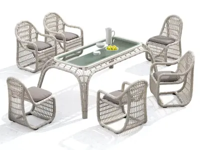 hi gold fox chairs and table Free 3D model