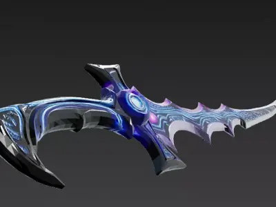 Cartoon Cyber Kris Sword PBR 3D Model Low-poly 3D model