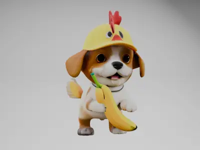 chicken banana dog 3D model