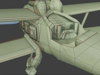 world war fighter jet Low-poly 3D model