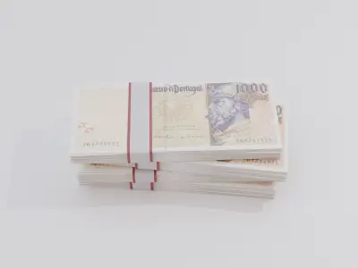 1000 Portuguese Escudo Currency Low-poly 3D model