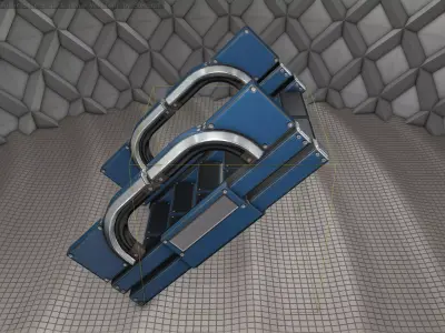 Sci-Fi Stairs - 3 - Blue Version  Low-poly 3D model