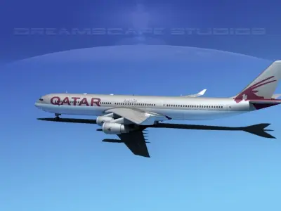 Airbus A340-600 Qatar 2 3D model