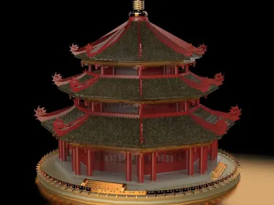 Chinese ancient tower 3D model