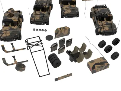 Low Poly Hawkei PMV 4x4 Australia ADF Armored Vehicle Low-poly 3D model