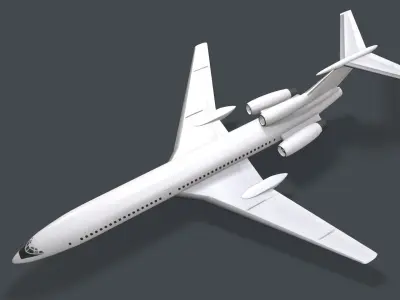 Tupolev Tu-154 Blank Animated Low-poly 3D model