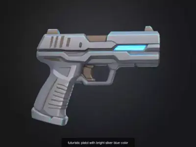 Futuristic Silver Blue Weapons And Defense Pack 3D Model Collection